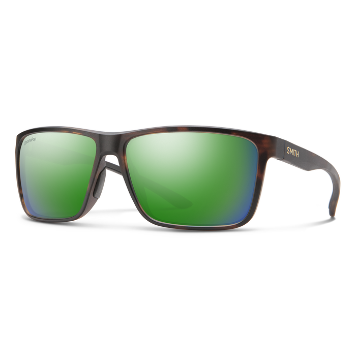 Smith Optics Riptide: Matte Tortoise Frame / ChromaPop Glass Polarized Green Mirror / Medium to Large