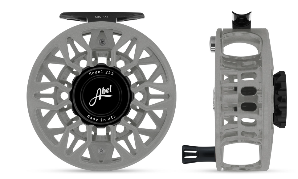 Abel SDS 7/8 Ported Reel: Satin Platinum & Black w/ Black Handle