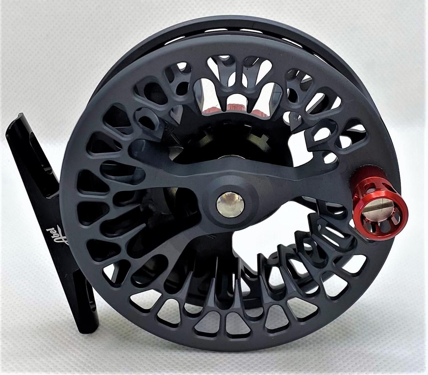 abel super series 5 6 fly reel Abel Vaya 5/6: Satin Slate Grey, Red, Red Handle