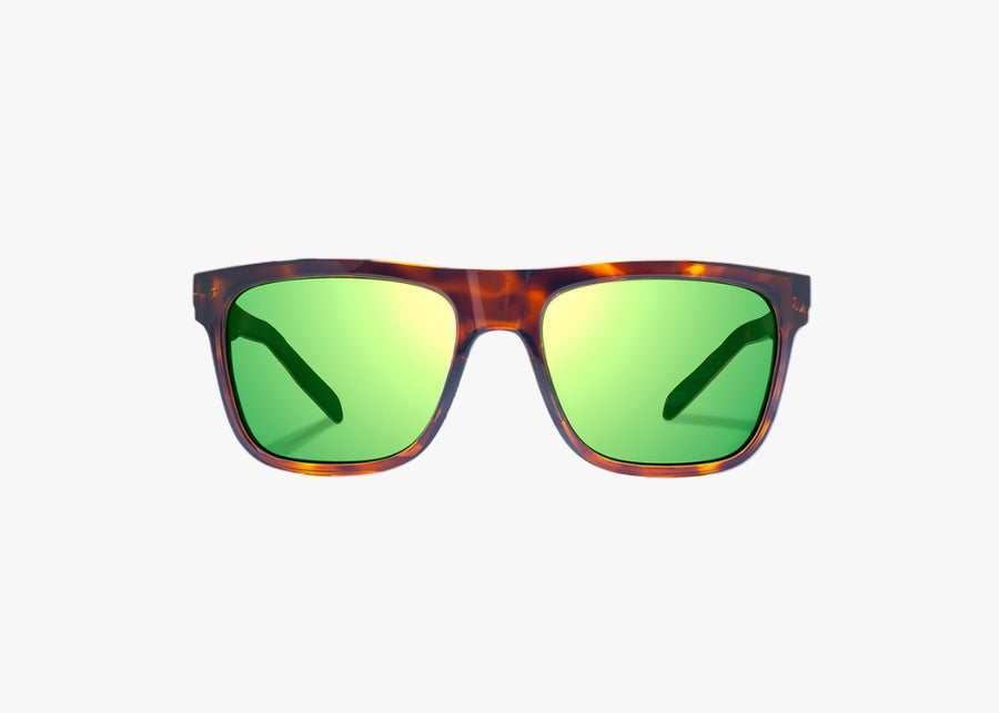Bajio Hopedale: Brown Tort Gloss Frame / Green Mirror Glass / Large