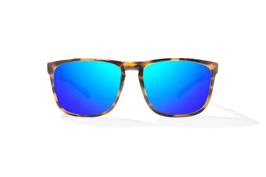 Bajio Calda: Brown Tortoise Gloss Frame / Blue Mirror Glass / Small