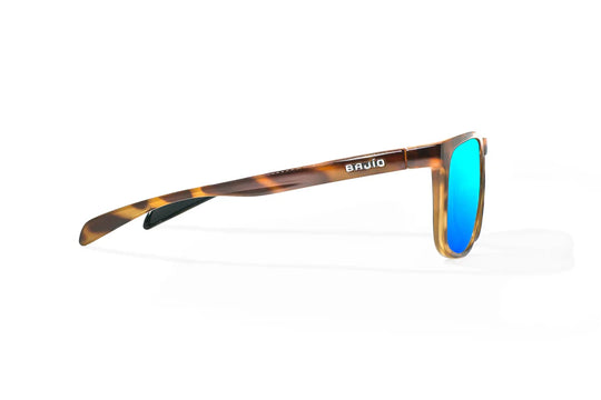 Bajio Calda: Brown Tortoise Gloss Frame / Blue Mirror Glass / Small
