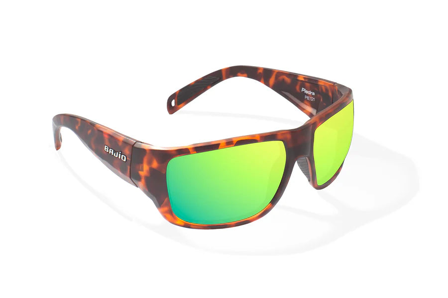 Bajio Piedra: Brown Tortoise Matte Frame / Green Mirror Poly / Medium