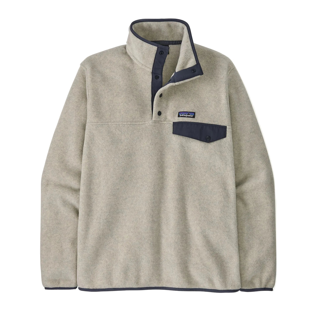 Patagonia Lightweight Synchilla Snap-T Pullover - Oatmeal Heather w/ New Navy