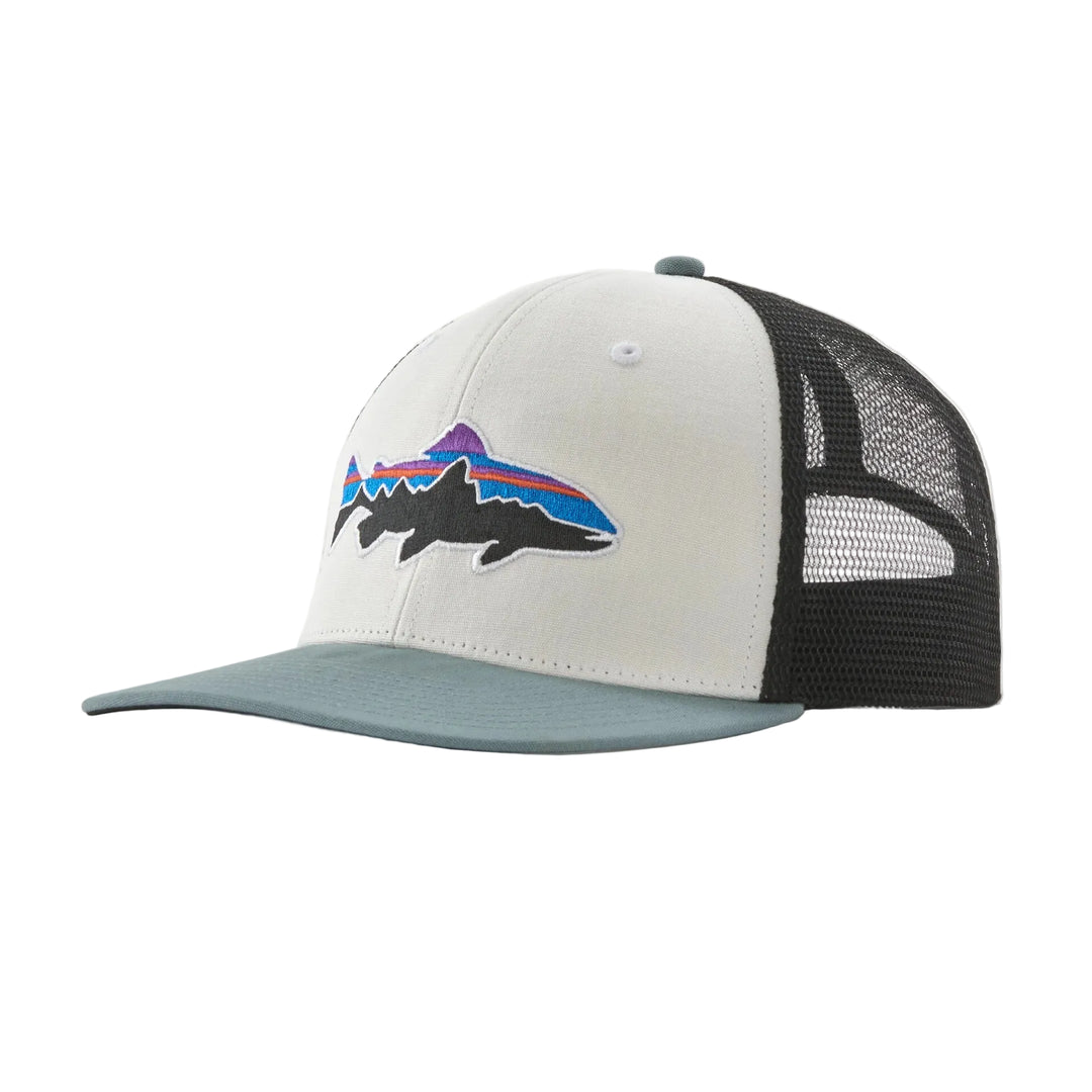 Patagonia Fitz Roy Trout Trucker Hat - White w/ Blue Sage