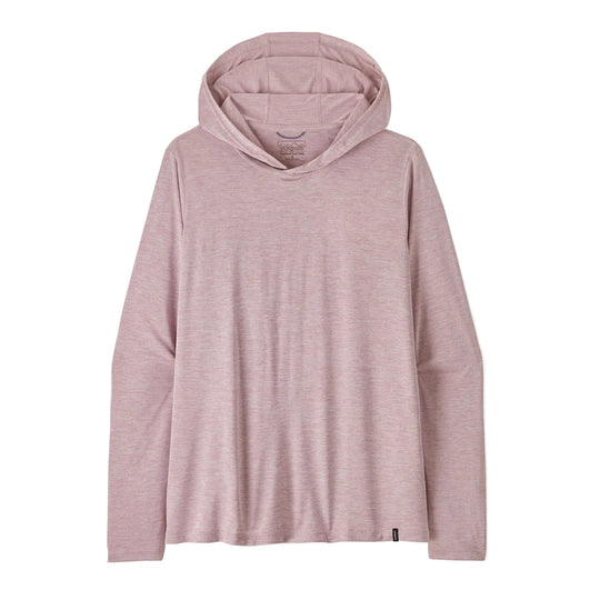 Pink hooded long-sleeve shirt on a white background