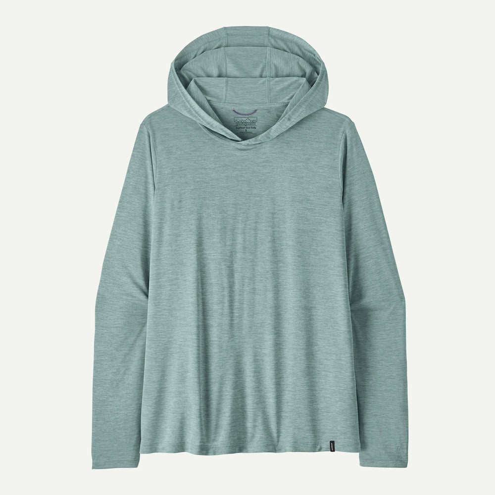 Patagonia W's Cap Cool Daily Hoody Back Manifesto Purple Logo - Thermal Blue - Light Thermal Blue X-Dye