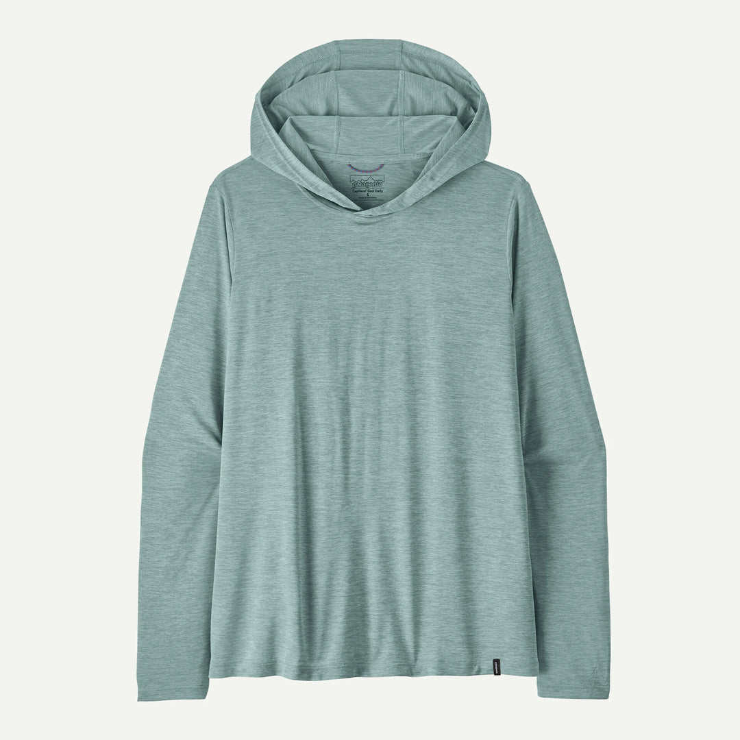 Patagonia W's Cap Cool Daily Hoody Back Manifesto Purple Logo - Thermal Blue - Light Thermal Blue X-Dye