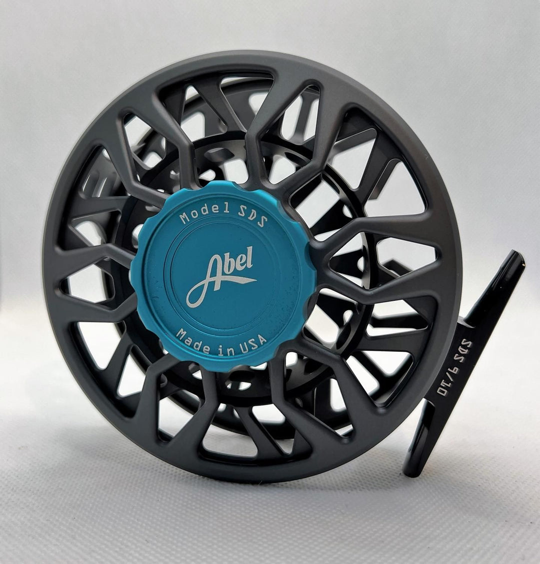Abel SDS 910 Ported Reel Satin Slate Grey-Teal-Platinum Handle