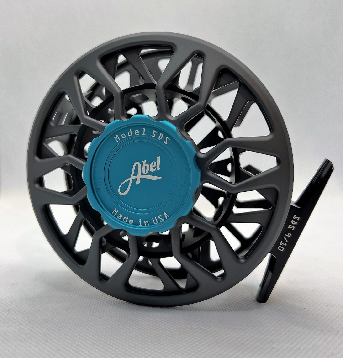 Abel SDS 910 Ported Reel Satin Slate Grey-Teal-Platinum Handle