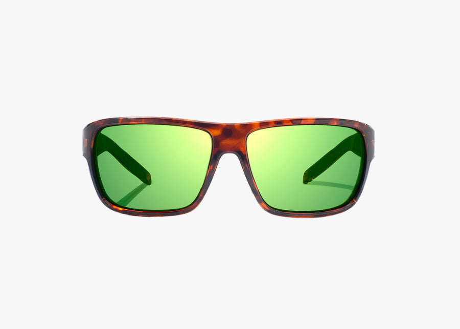 Bajio Rigolets: Brown Tort Gloss Frame / Green Mirror Poly / Small