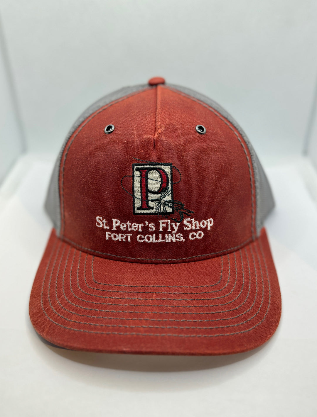 Richardson Sports St. Peter's Classic Logo Hawthorne Trucker Hat Burnt Red / Charcoal One Size
