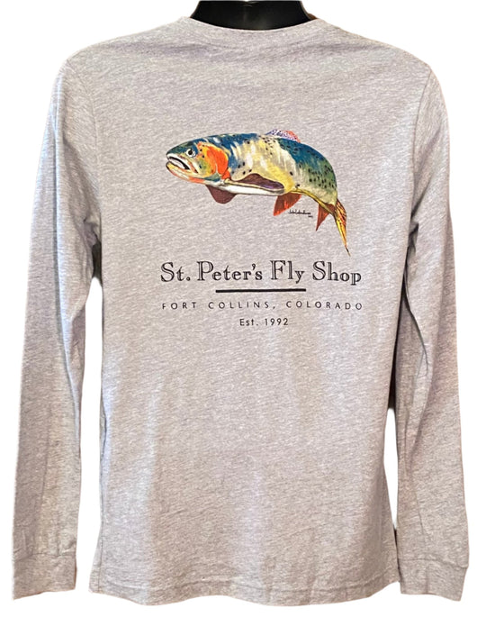 Go West T-Shirt Company SPFS L/S Cutthroat Trout Heather Grey