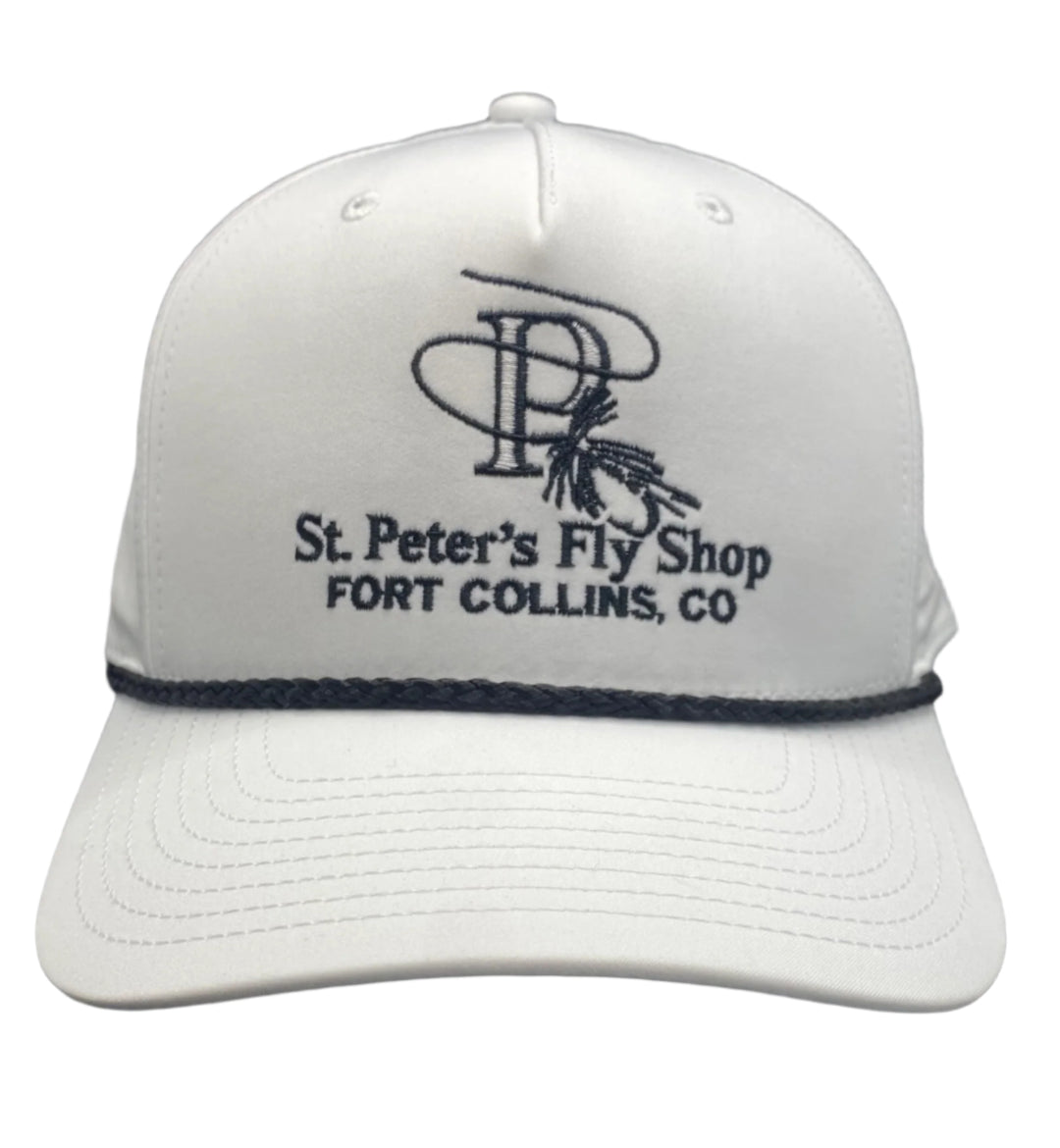 Richardson Sports St. Peter's Classic Solid Black Logo 5 Panel Hat White w/ Black Rope One Size