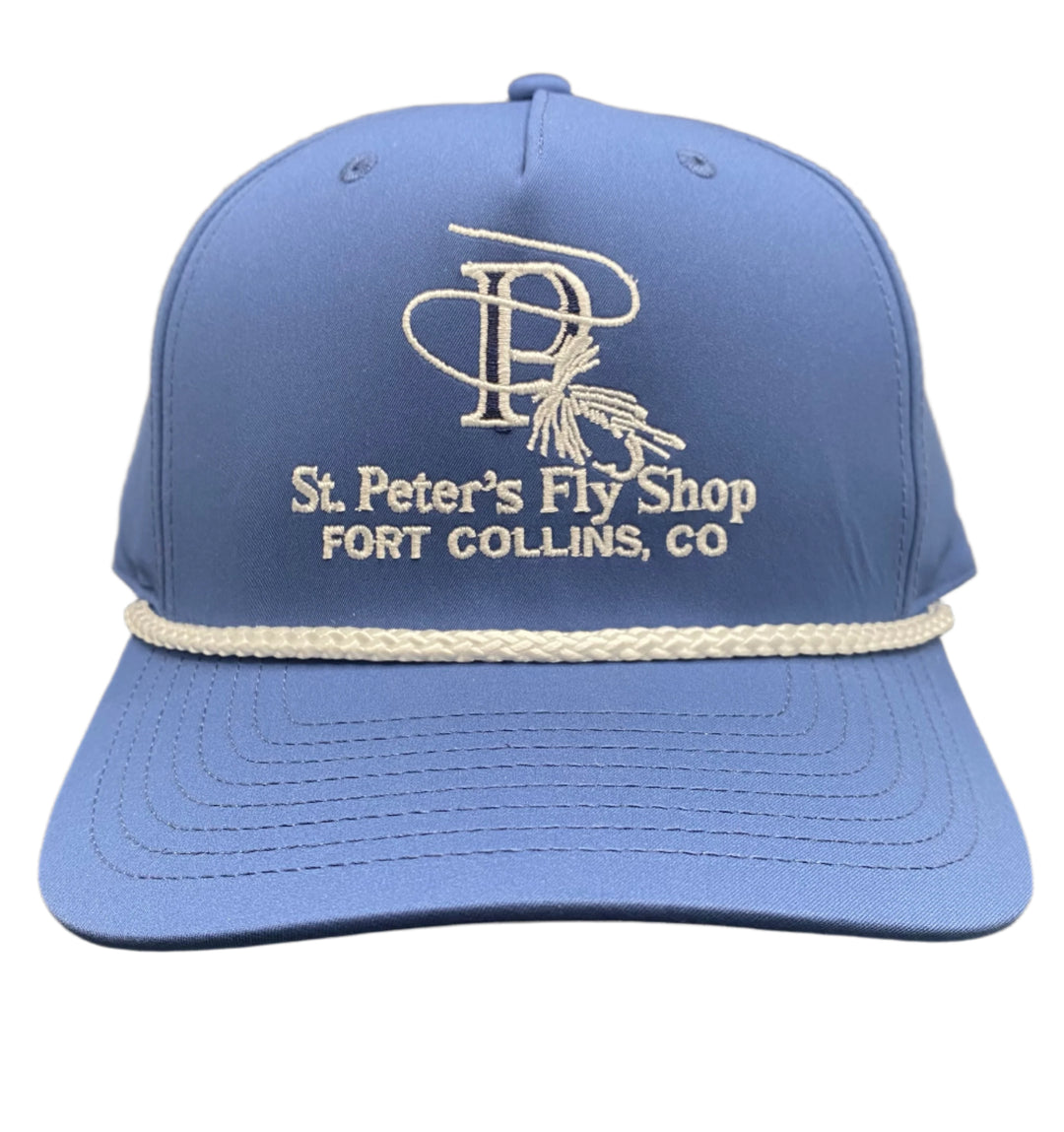Richardson Sports St. Peter's Classic Solid White Logo 5 Pannel Hat Blue w/ White Rope One Size