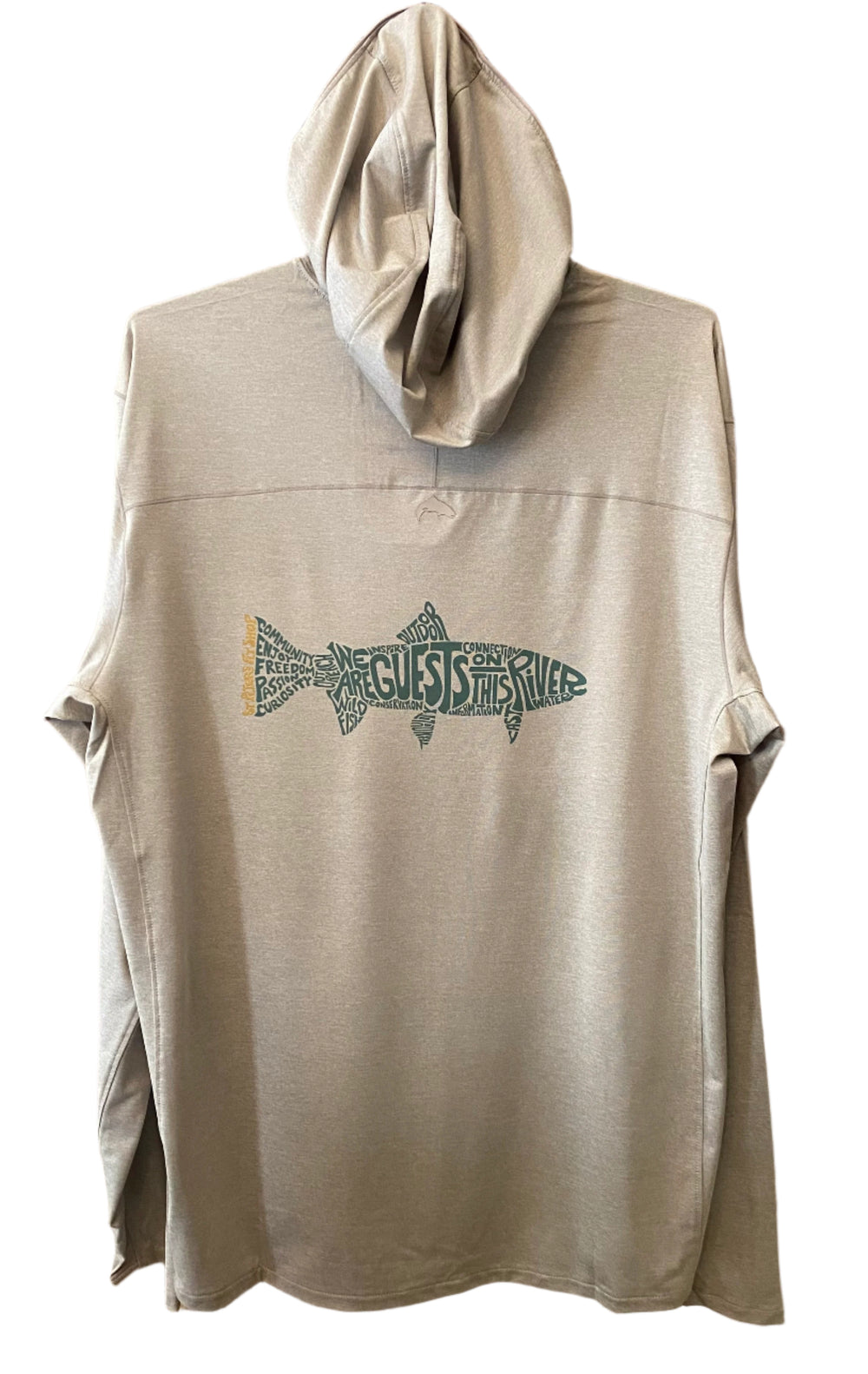 Simms M's Solarflex Hoody Back Manifesto Logo - Dolomite Heather
