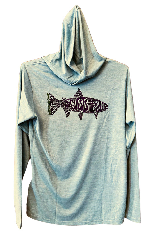 Patagonia W's Cap Cool Daily Hoody Back Manifesto Purple Logo - Thermal Blue - Light Thermal Blue X-Dye