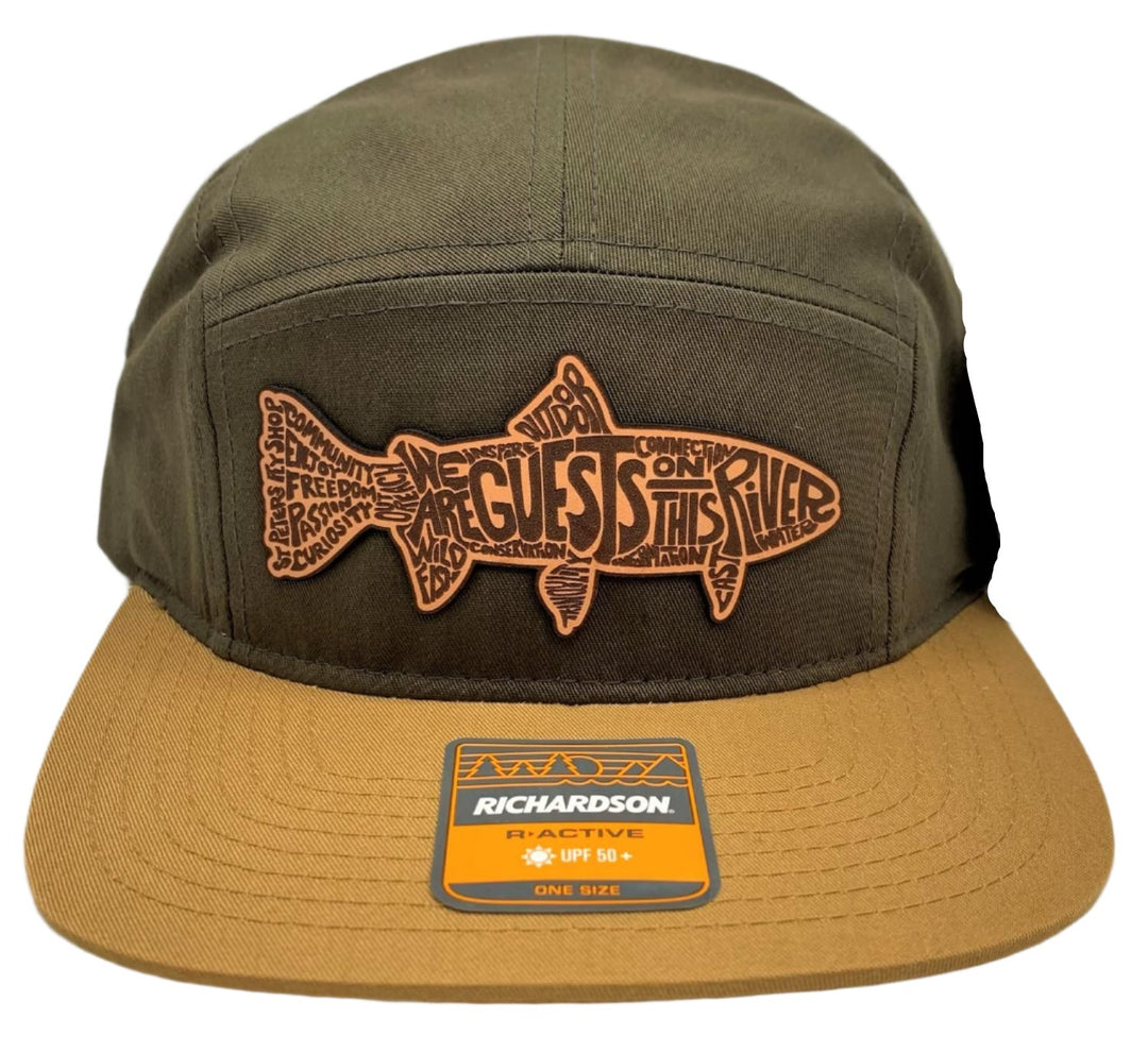 Richardson Sports St. Peter's Manifesto Patch Orange Outline 5 Panel Hat Dark Loden / Biscuit