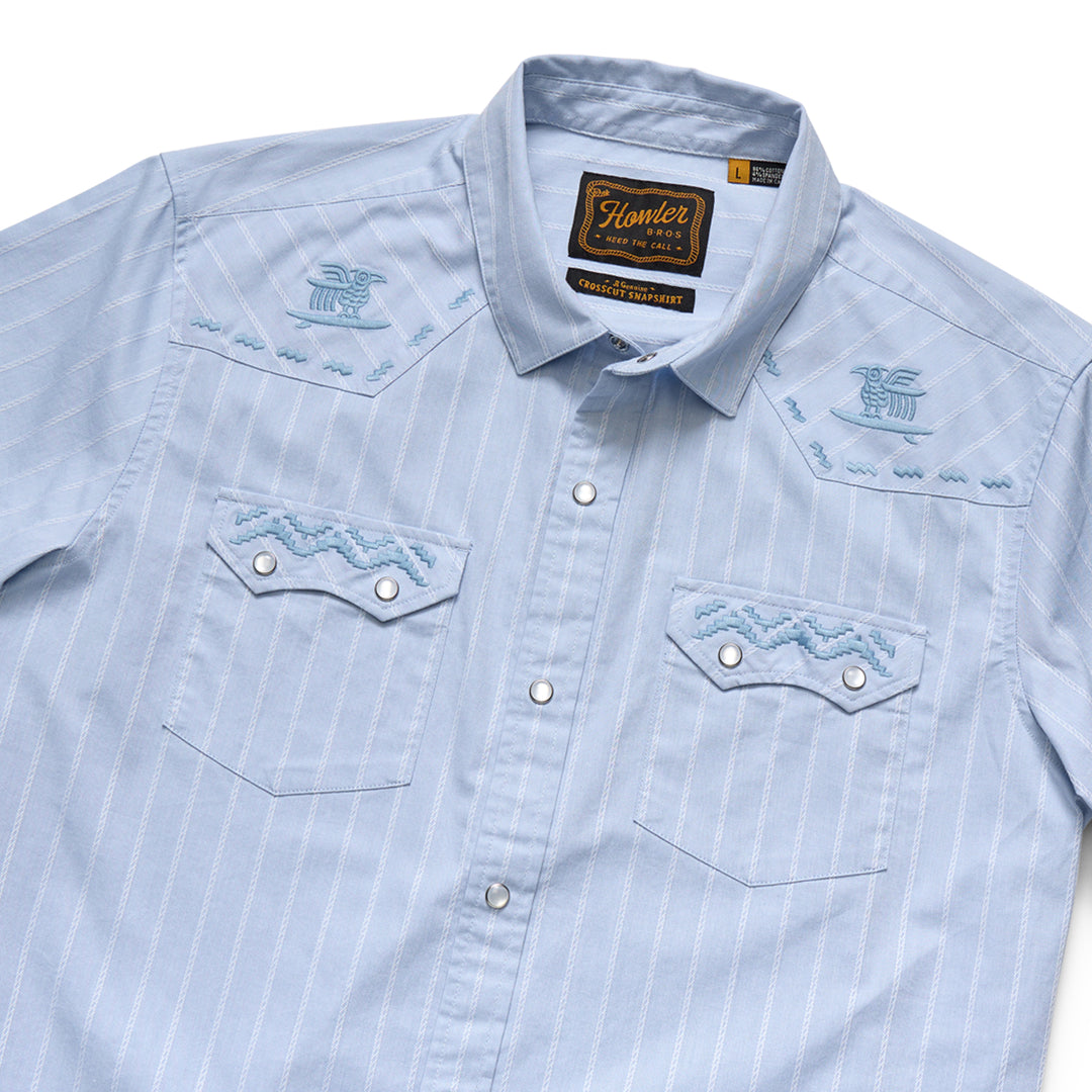 Howler Brothers Crosscut Deluxe Snapshirt - Surfbird : Sky Oxford Dobby