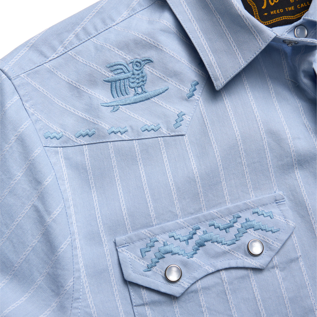 Howler Brothers Crosscut Deluxe Snapshirt - Surfbird : Sky Oxford Dobby