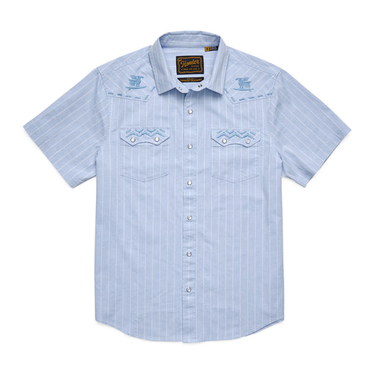 Howler Brothers Crosscut Deluxe Snapshirt - Surfbird : Sky Oxford Dobby