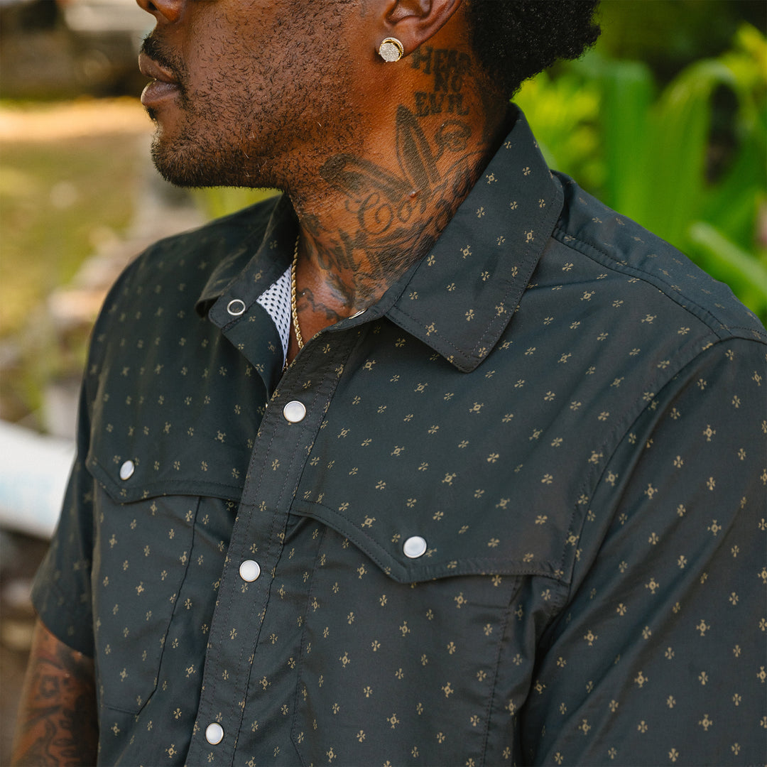 Howler Brothers Open Country Tech Shirt - Supernovas : Antique Black