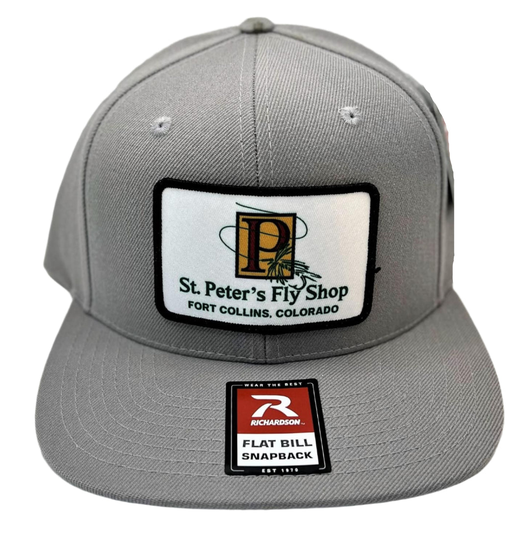 St Peters Classic Logo Patch Wool Flatbill Snapback Hat Grey
