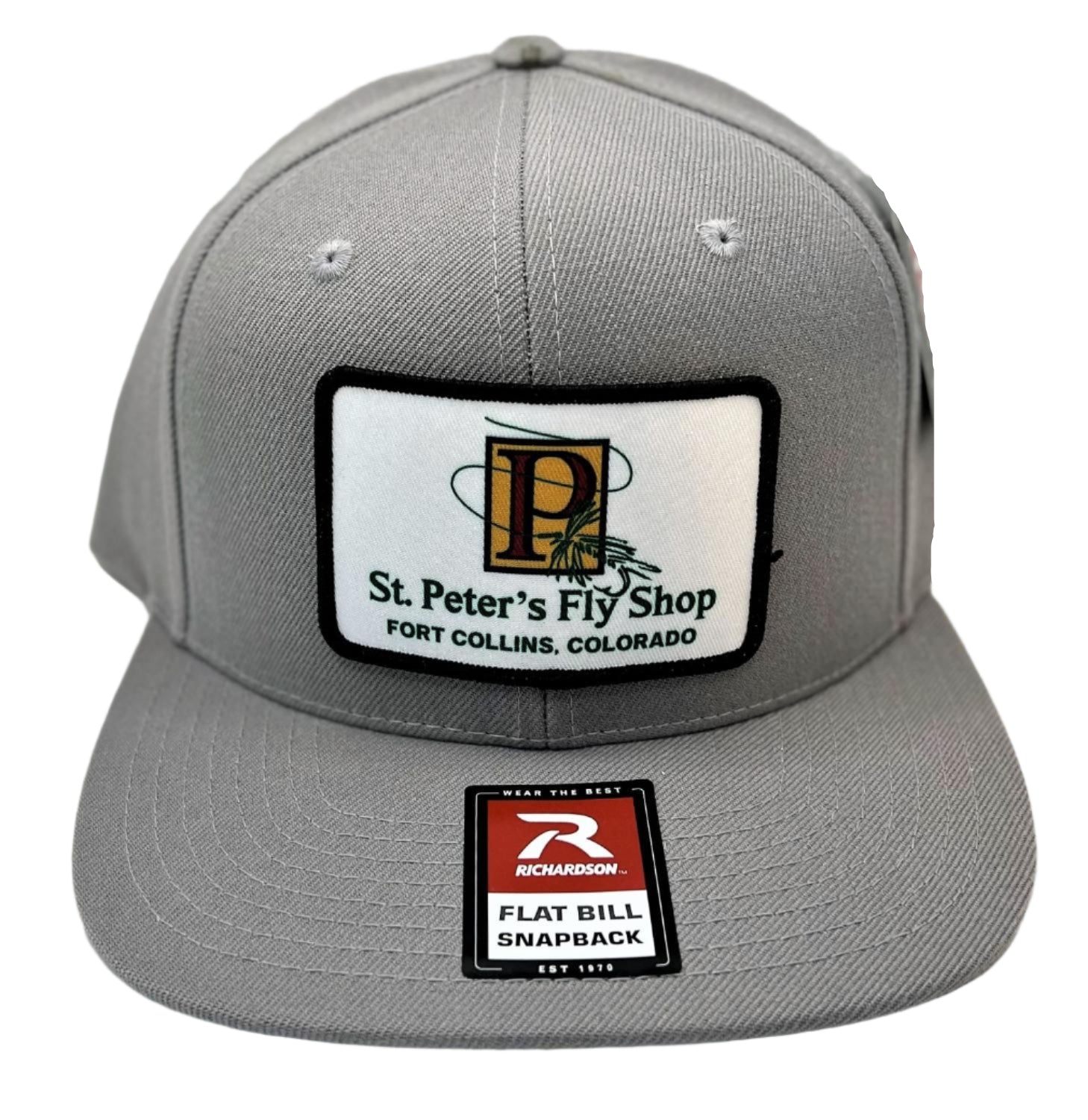 St Peters Classic Logo Patch Wool Flatbill Snapback Hat Grey
