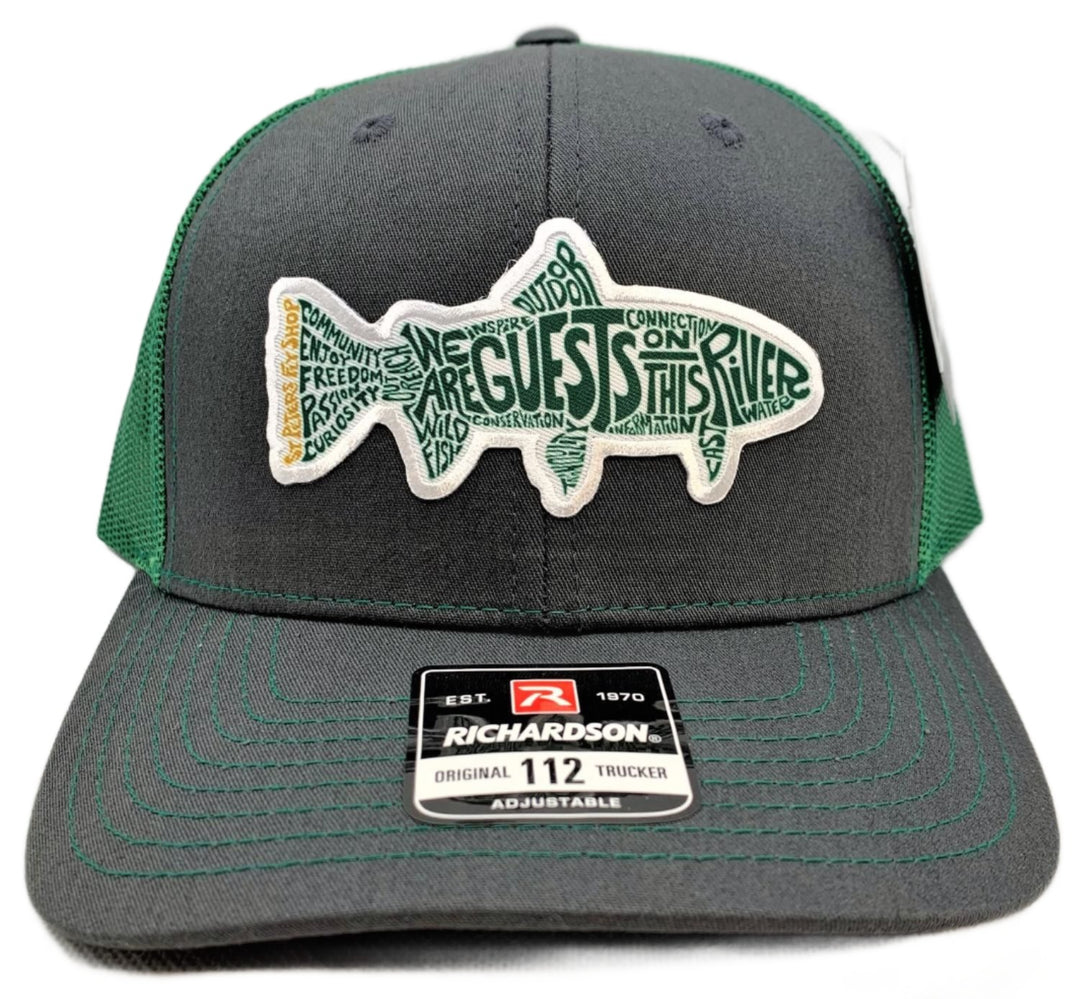 St Peters Manifesto Patch Trucker Hat CharcoalKelly Green