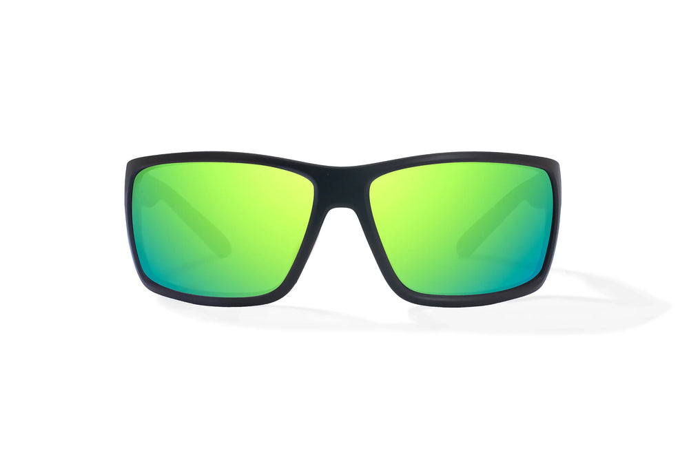 Bajio Bales Beach: Black Matte Frame / Green Mirror Glass / Large