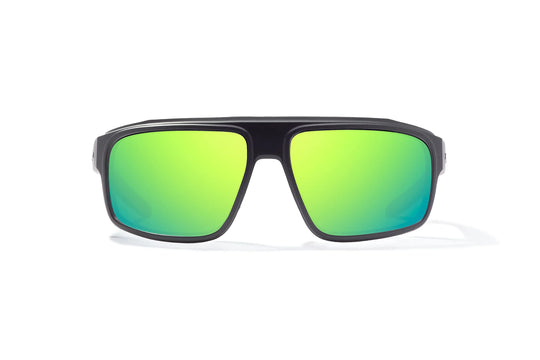 Bajio Greenland: Black Matte Frame / Green Mirror Poly Lens / Large