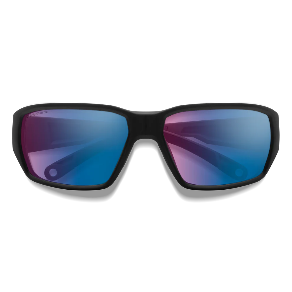 Smith Optics Hookset: Matte Black Frame / ChromaPop Polarchromic Rose Blue Mirror Glass / Medium to Large