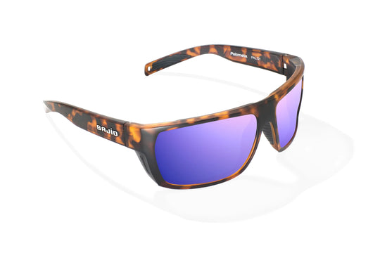 Bajio Palometa: Brown Tortoise Matte Frame / Violet Mirror Glass / Medium