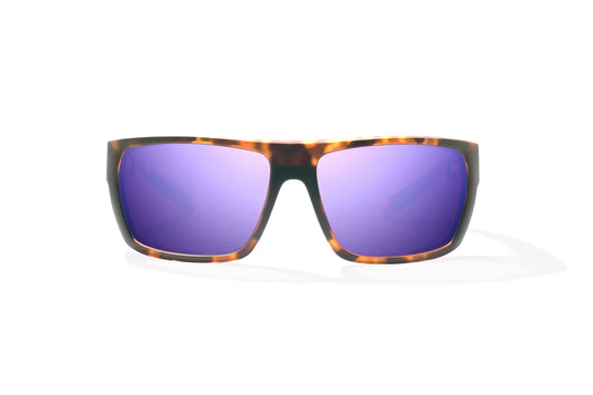 Bajio Palometa: Brown Tortoise Matte Frame / Violet Mirror Glass / Medium