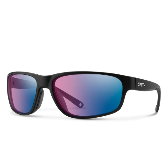 Smith Optics Redding 2: Matte Black Frame / ChromaPop Polarchromic Rose Blue Mirror Glass / Medium to Large