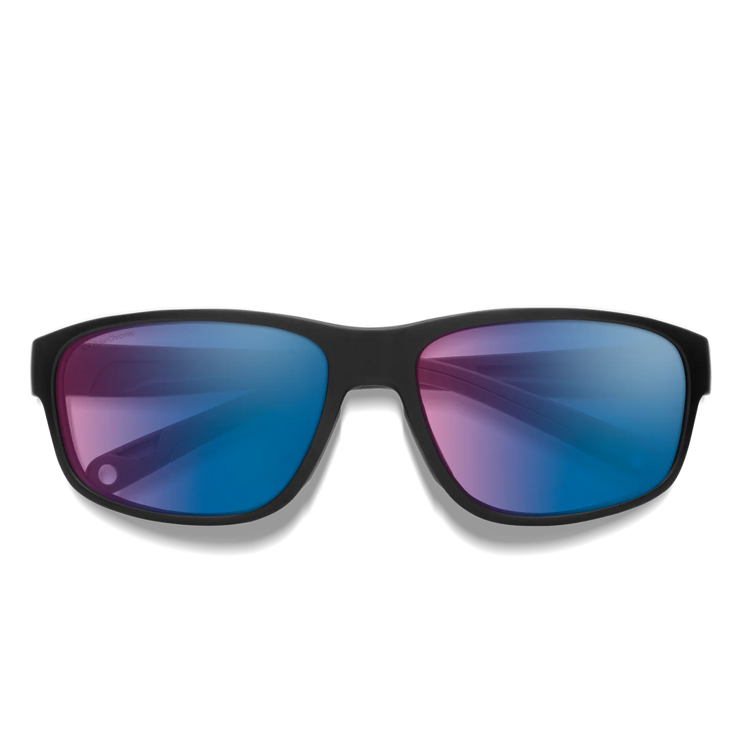 Smith Optics Redding 2: Matte Black Frame / ChromaPop Polarchromic Rose Blue Mirror Glass / Medium to Large