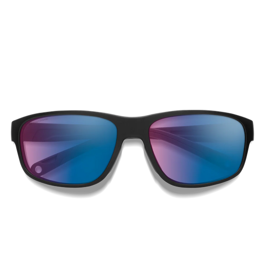Smith Optics Redding 2: Matte Black Frame / ChromaPop Polarchromic Rose Blue Mirror Glass / Medium to Large