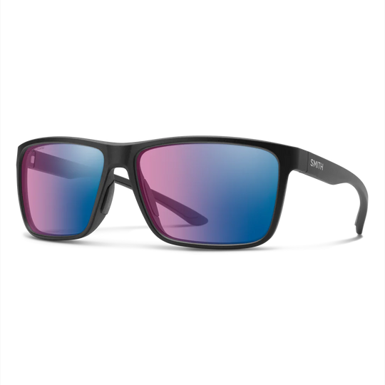 Smith Optics Riptide: Matte Black Frame / ChromaPop Polarchromic Rose Blue Mirror Glass / Medium to Large