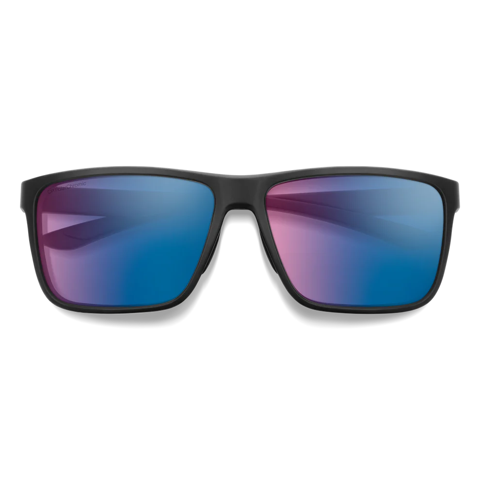 Smith Optics Riptide: Matte Black Frame / ChromaPop Polarchromic Rose Blue Mirror Glass / Medium to Large