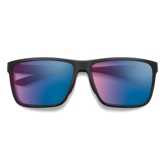 Smith Optics Riptide: Matte Black Frame / ChromaPop Polarchromic Rose Blue Mirror Glass / Medium to Large